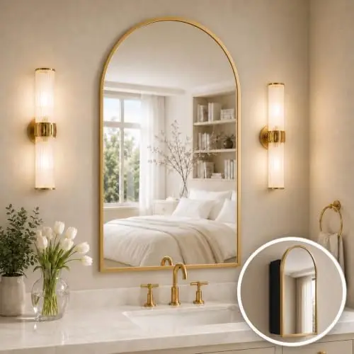 Bathroom Cabinet Mirror - Kavisli İlaç Dolabı Aynası Montaj Gerektirmeyen