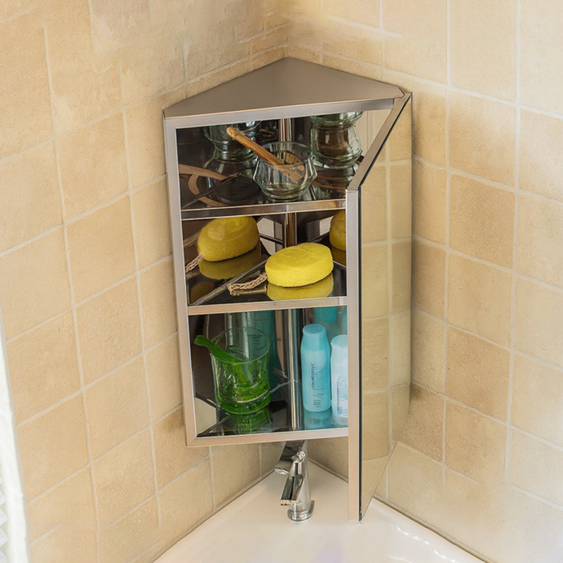 Home Theater Bathroom - Banyo Üçgen Ayna Dolabı Köşe Duvara