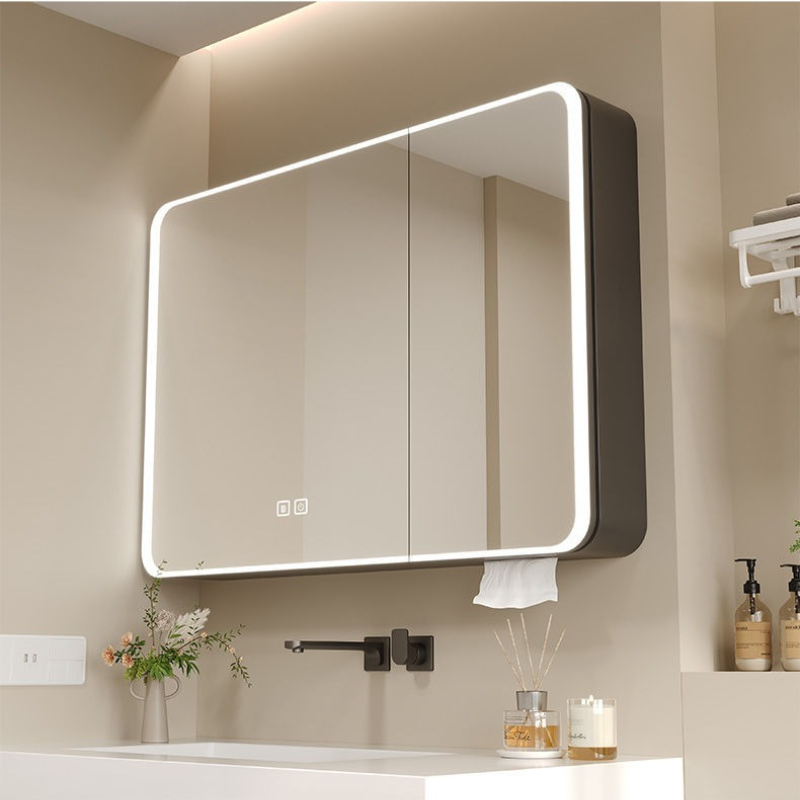 Bathroom Cabinet Mirror - LED Banyo Aynalı Dolabı Alüminyum Yuvarlak