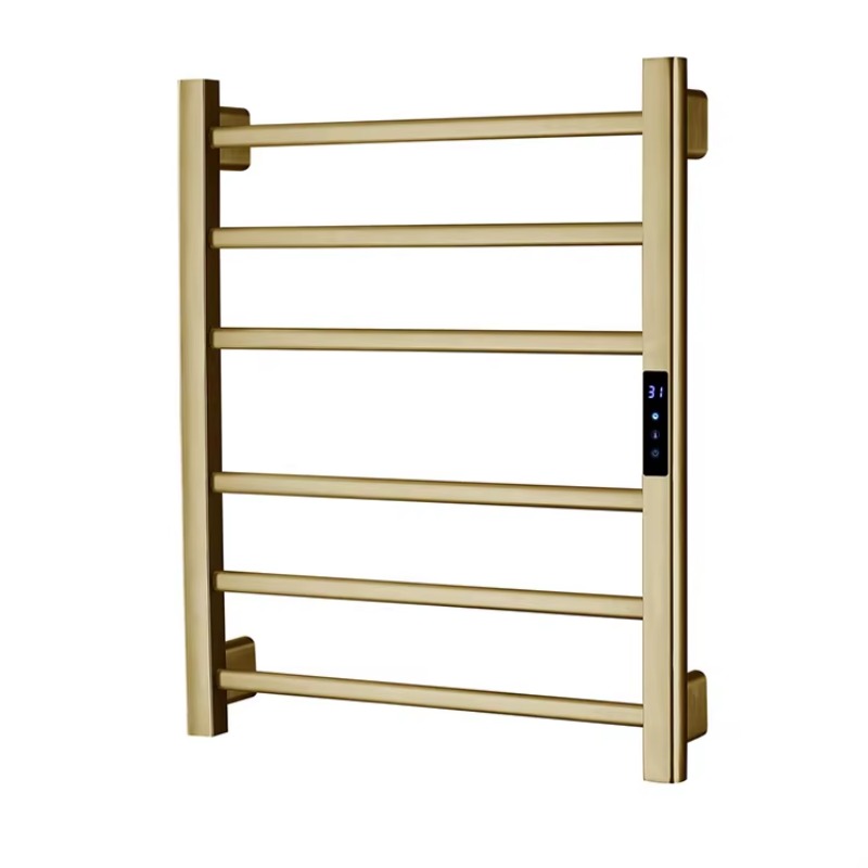 Towel Warmer Electric - Siyah Gri Altın Fırçalanmış Banyo Termostatlı
