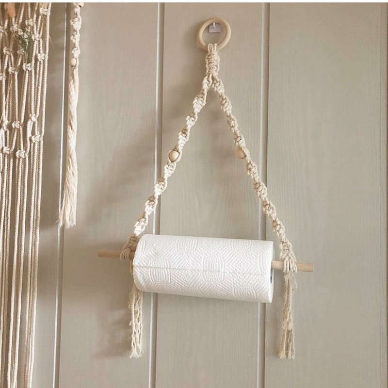 Home Bathroom Paper Towels - Makrome kağıt havlu tutacağı makrome duvar