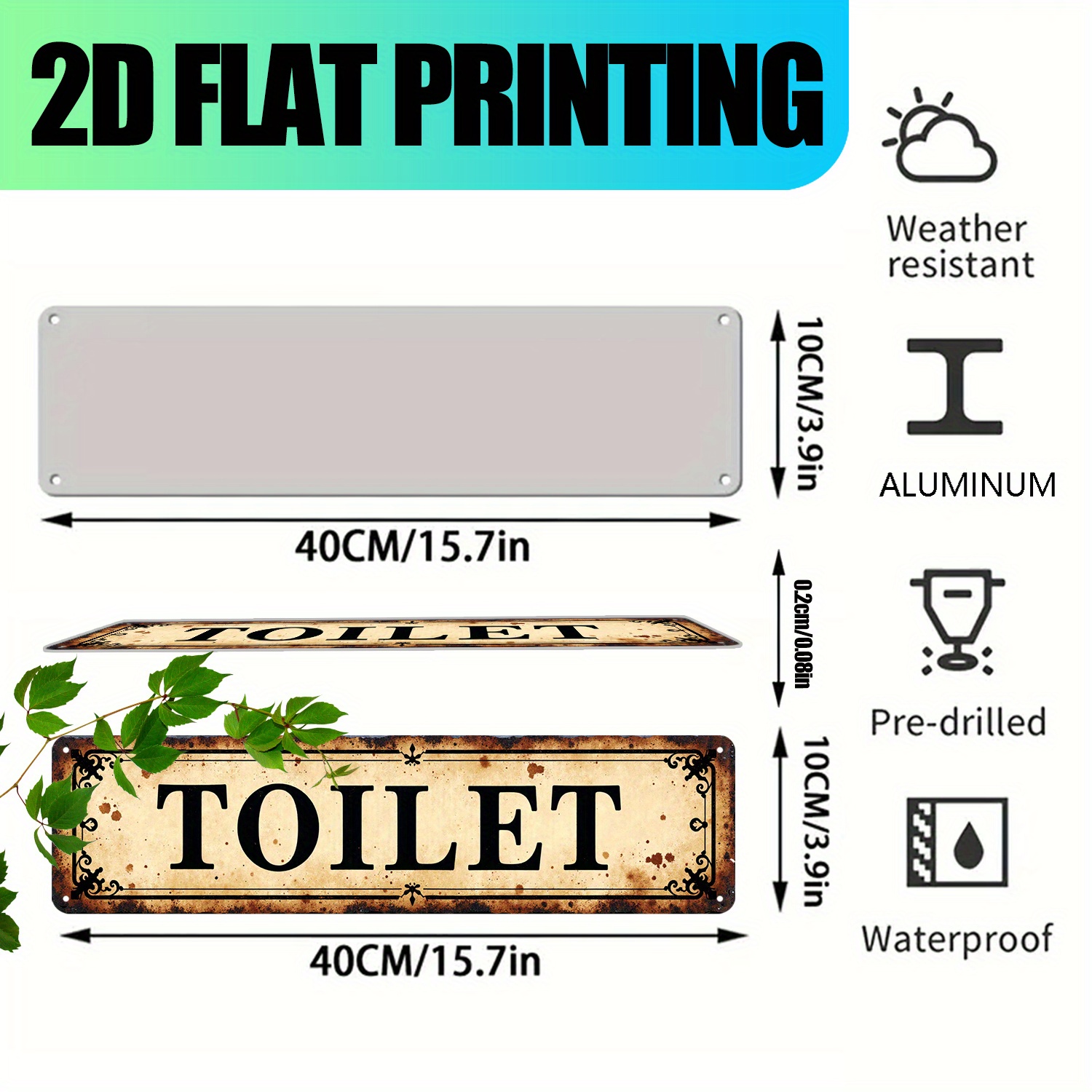 2D Düz, Vintage Alüminyum Duva - Home Bathroom Sign incelemesi ve fiyatı