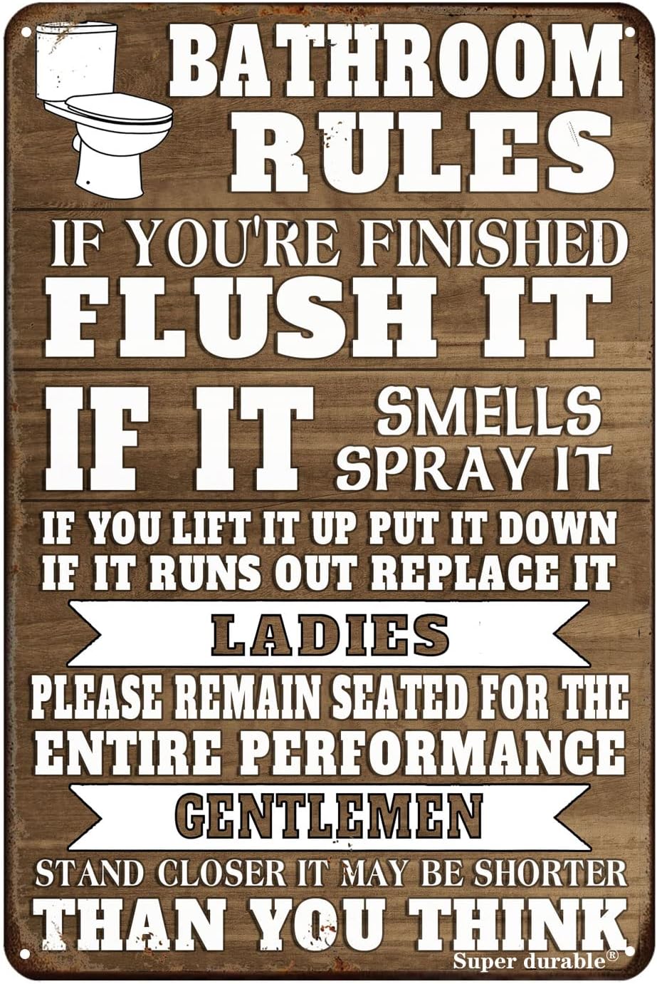 Komik Banyo Kuralları Metal Ta - Home Bathroom Sign incelemesi ve fiyatı