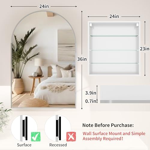 24x36 İnç Kavisli Banyo Aynası - Bathroom Cabinet Mirror incelemesi ve fiyatı