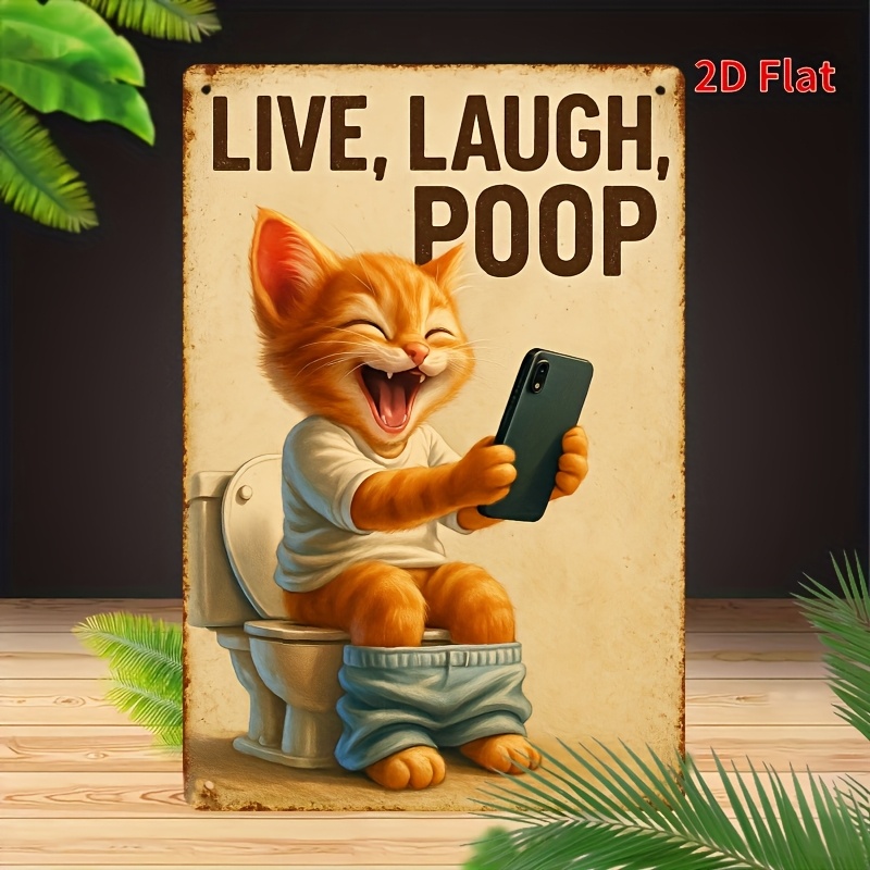 Tuvalette Komik Kedi Metal Duv - Home Bathroom Sign incelemesi ve fiyatı