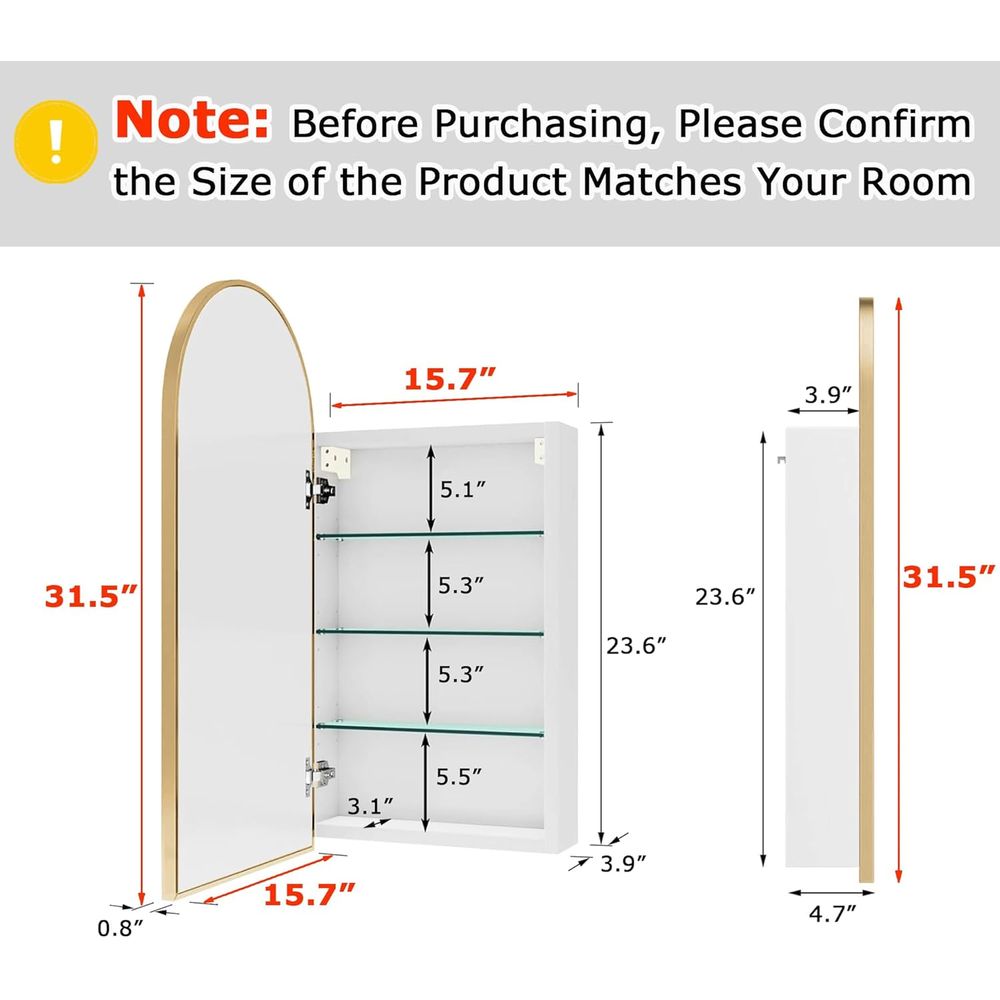 Lüks Kavisli Altın Kaplama Ban - Bathroom Cabinet Mirror incelemesi ve fiyatı